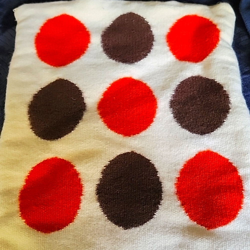 Jonathan Adler Mid Century Art Deco Wool Pillow Cover Orange and Brown Circles